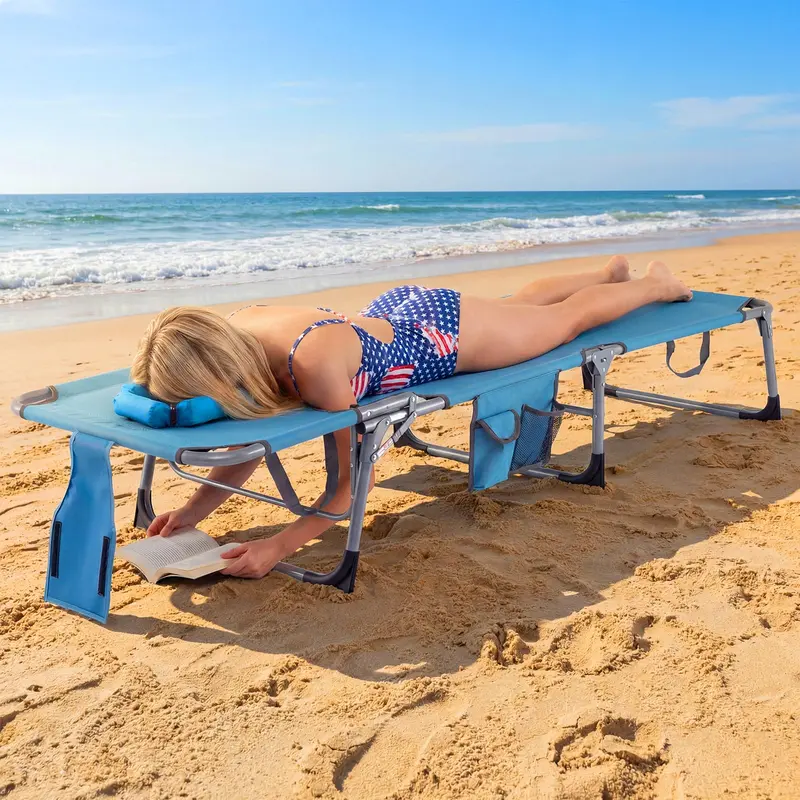 Klappbarer Strandliegestuhl mit 4-Positionen-verstellbarer Rückenlehne
