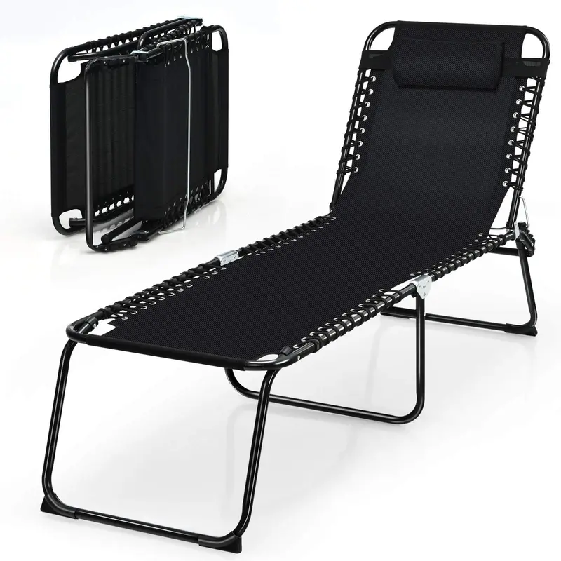 Klappbarer Strandliegestuhl Schwarz/Grau