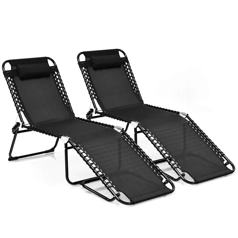 Klappbarer Strandliegestuhl Schwarz/Grau