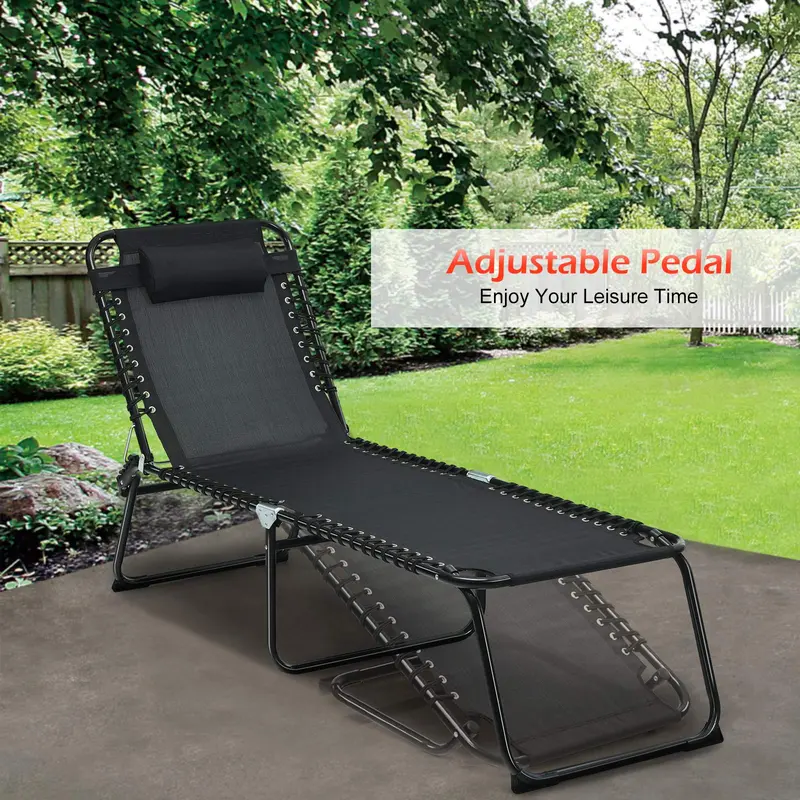 Klappbarer Strandliegestuhl Schwarz/Grau