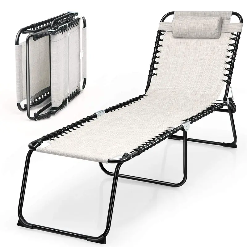 Klappbarer Strandliegestuhl Schwarz/Grau