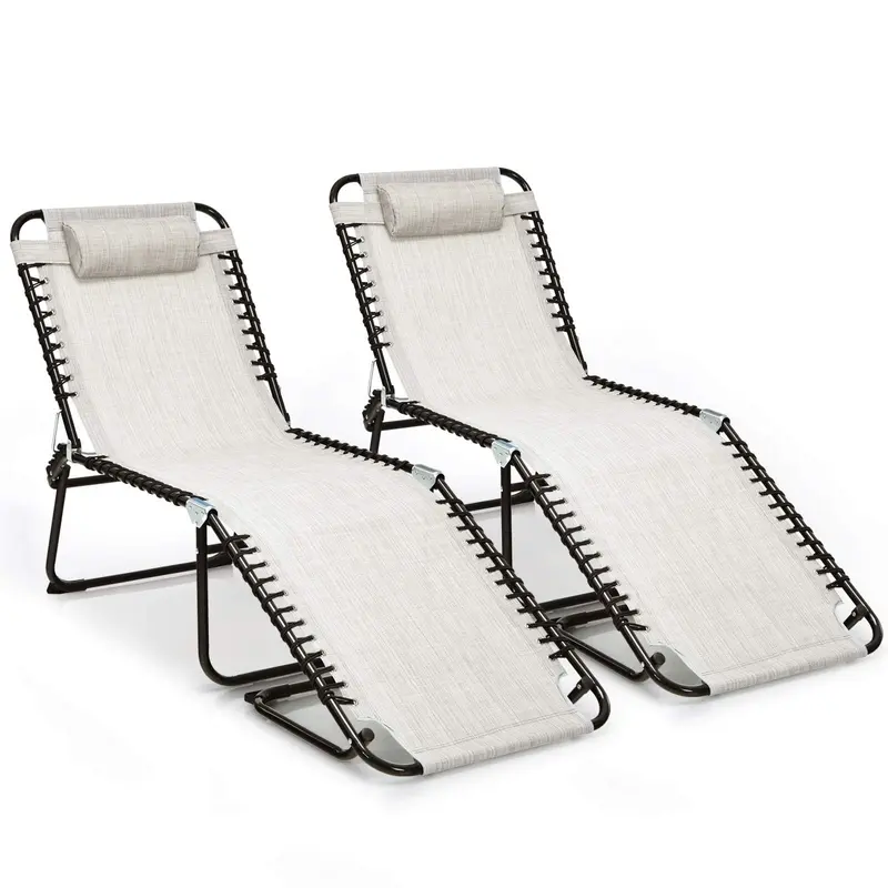 Klappbarer Strandliegestuhl Schwarz/Grau