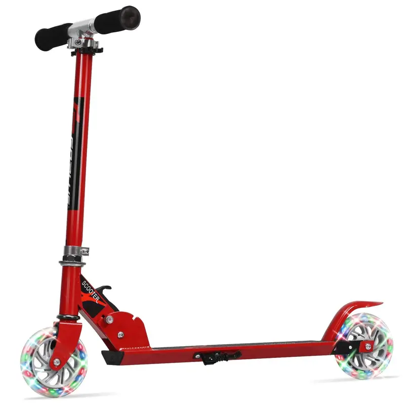 Klappbarer Tretroller für Kinder mit 2 leuchtenden Rädern, Deluxe-Aluminiummodell 1