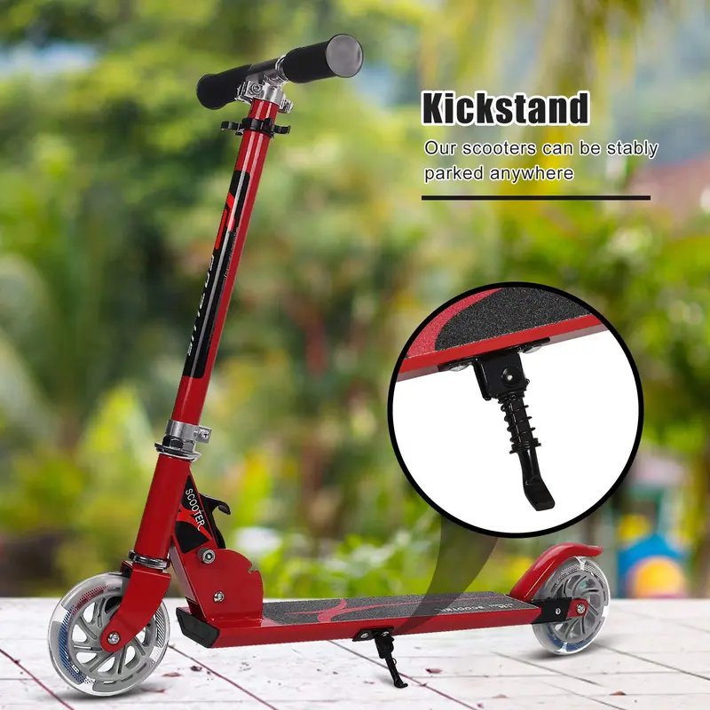 Klappbarer Tretroller für Kinder mit 2 leuchtenden Rädern, Deluxe-Aluminiummodell