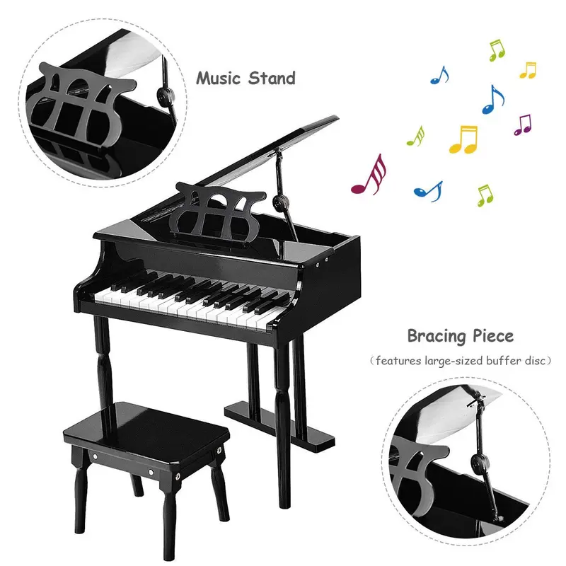 Klassisches Kinderklavier, 30-Tasten-Holz-Klavier im Grand-Piano-Stil