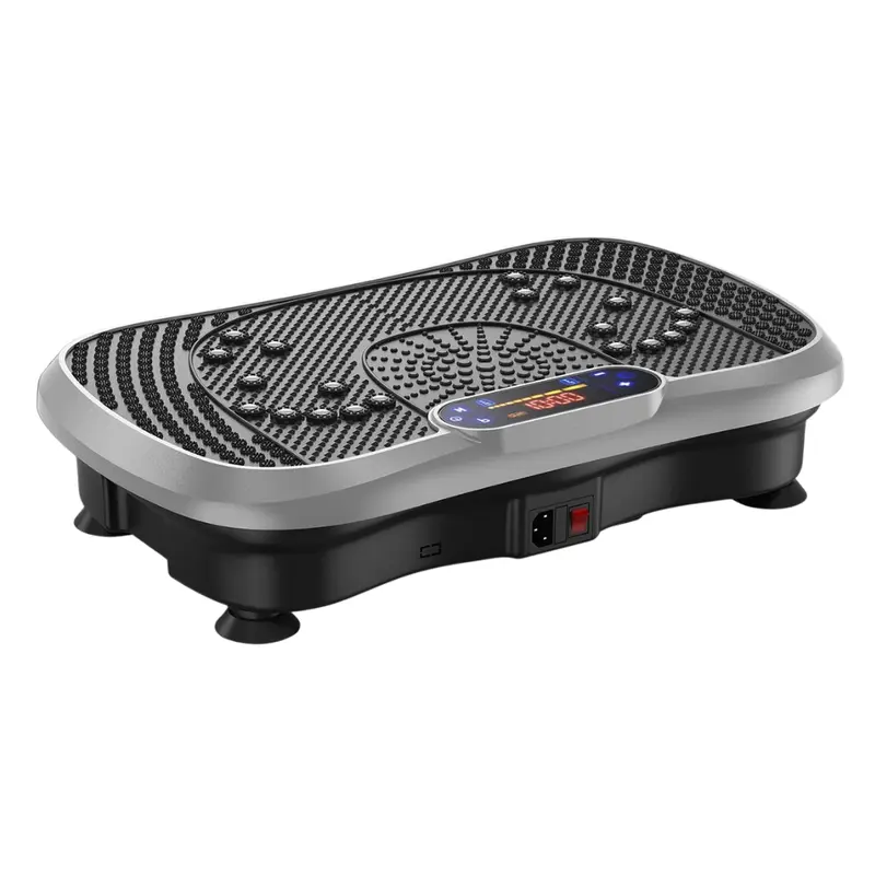 Kompakte Vibrationsplatte für Fitness mit LED-Display und Bluetooth-Lautsprecher
