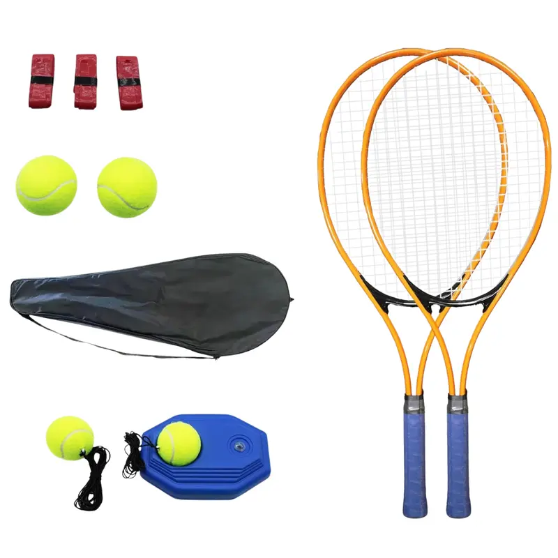 Komplettes Tennisschlägerset für Erwachsene aus Aluminium mit Trainer, Bällen und Transporttasche