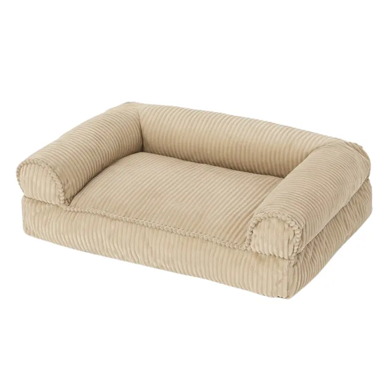Kordstoff-Tiercouch mit erhöhten Seiten und Memory-Schaum-Füllung