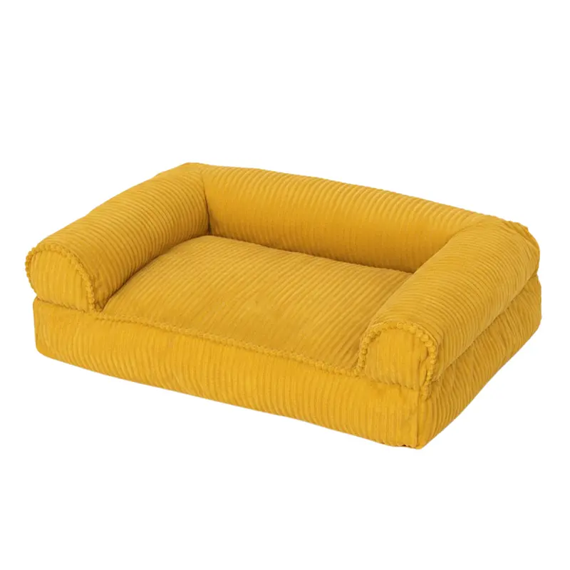 Kordstoff-Tiercouch mit erhöhten Seiten und Memory-Schaum-Füllung