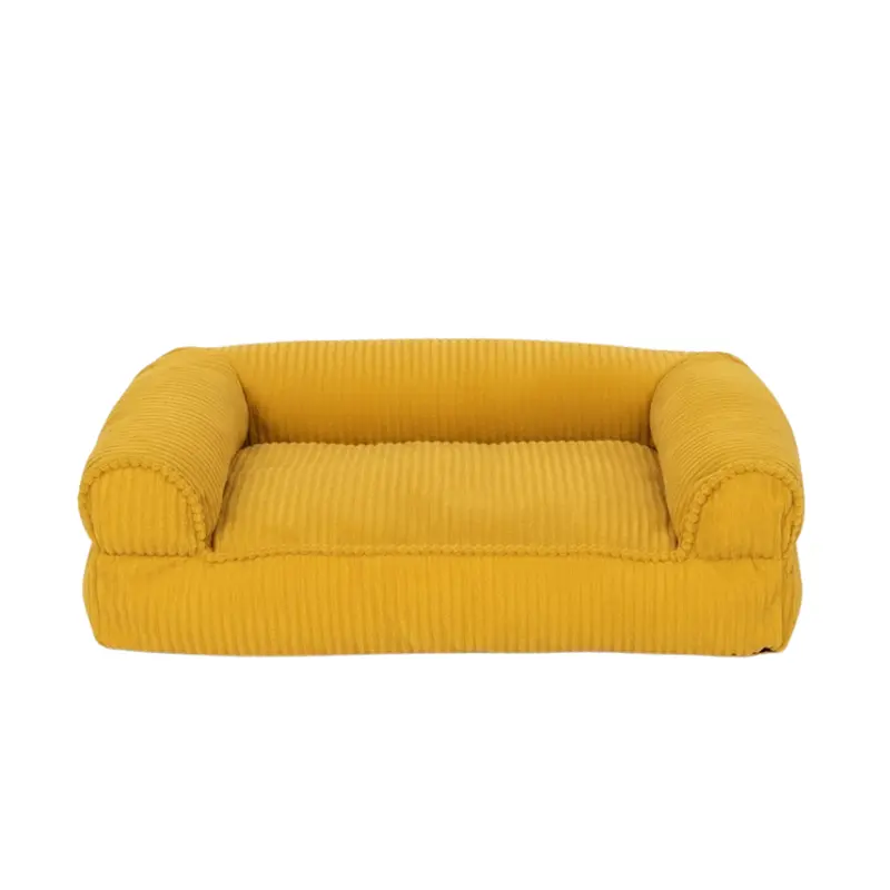 Kordstoff-Tiercouch mit erhöhten Seiten und Memory-Schaum-Füllung