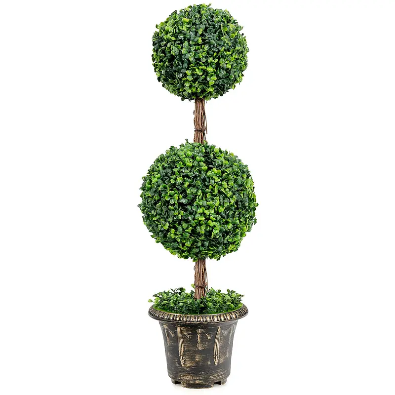 Künstlicher Buchsbaum-Topiary-Baum mit 90 cm / 120 cm Höhe, künstliche grüne Pflanzen in Kugelform