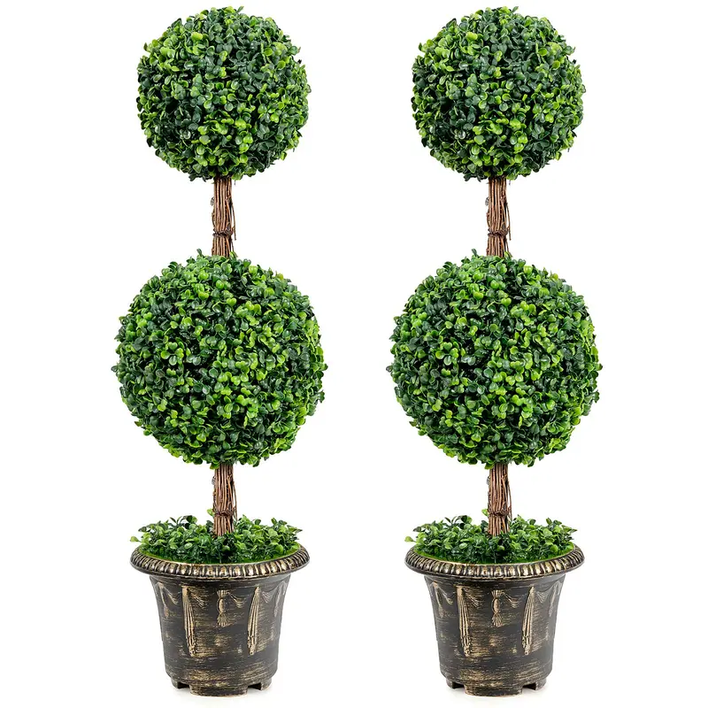 Künstlicher Buchsbaum-Topiary-Baum mit 90 cm / 120 cm Höhe, künstliche grüne Pflanzen in Kugelform