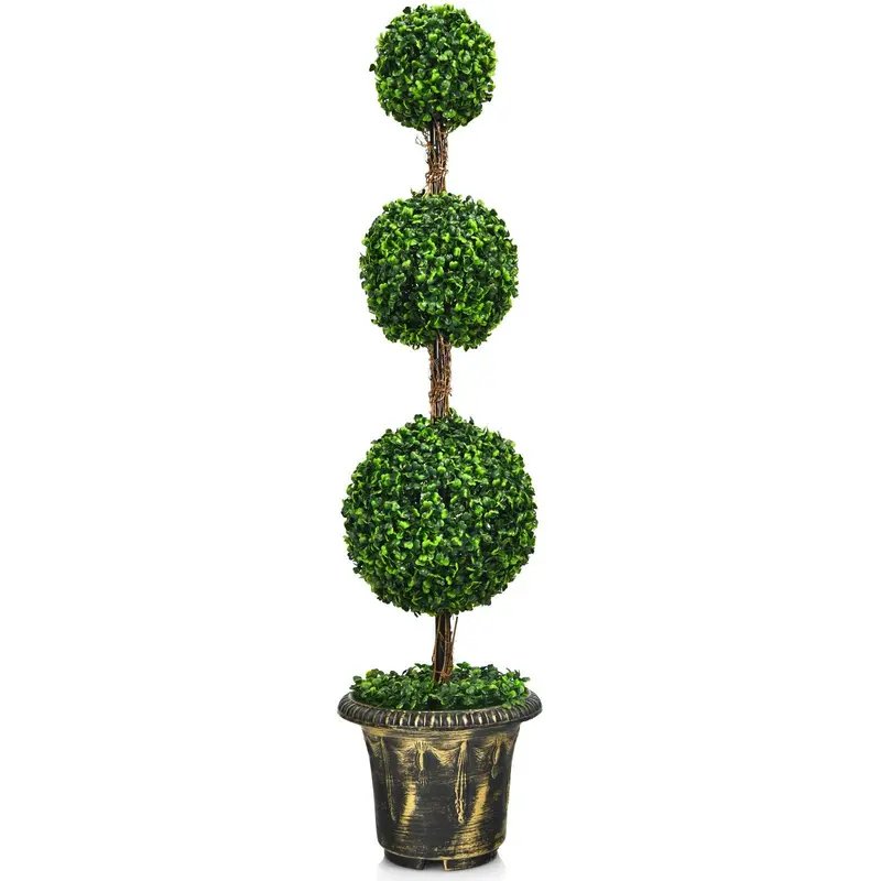 Künstlicher Buchsbaum-Topiary-Baum mit 90 cm / 120 cm Höhe, künstliche grüne Pflanzen in Kugelform