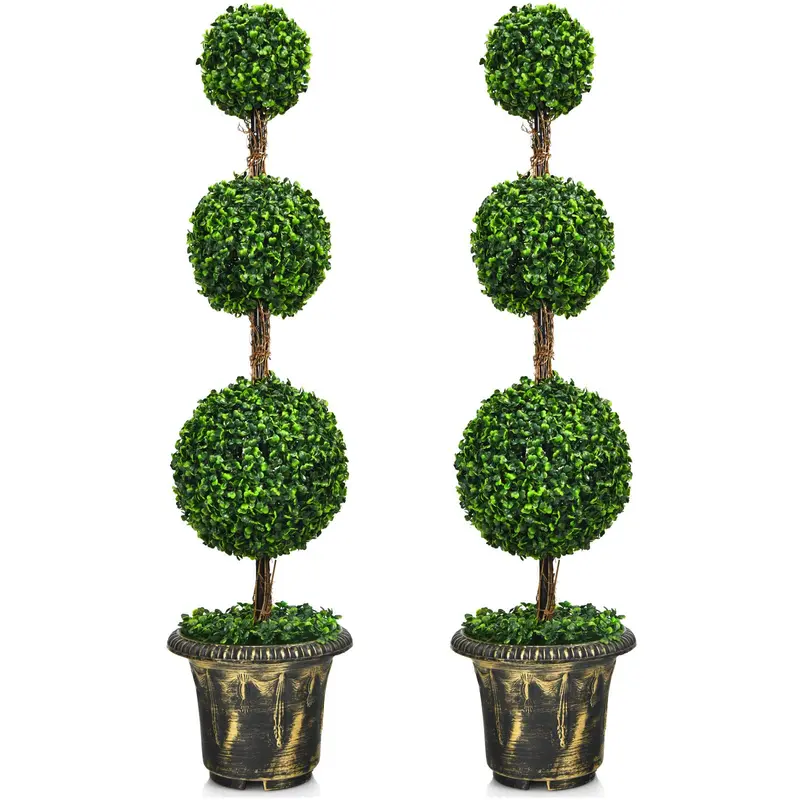 Künstlicher Buchsbaum-Topiary-Baum mit 90 cm / 120 cm Höhe, künstliche grüne Pflanzen in Kugelform