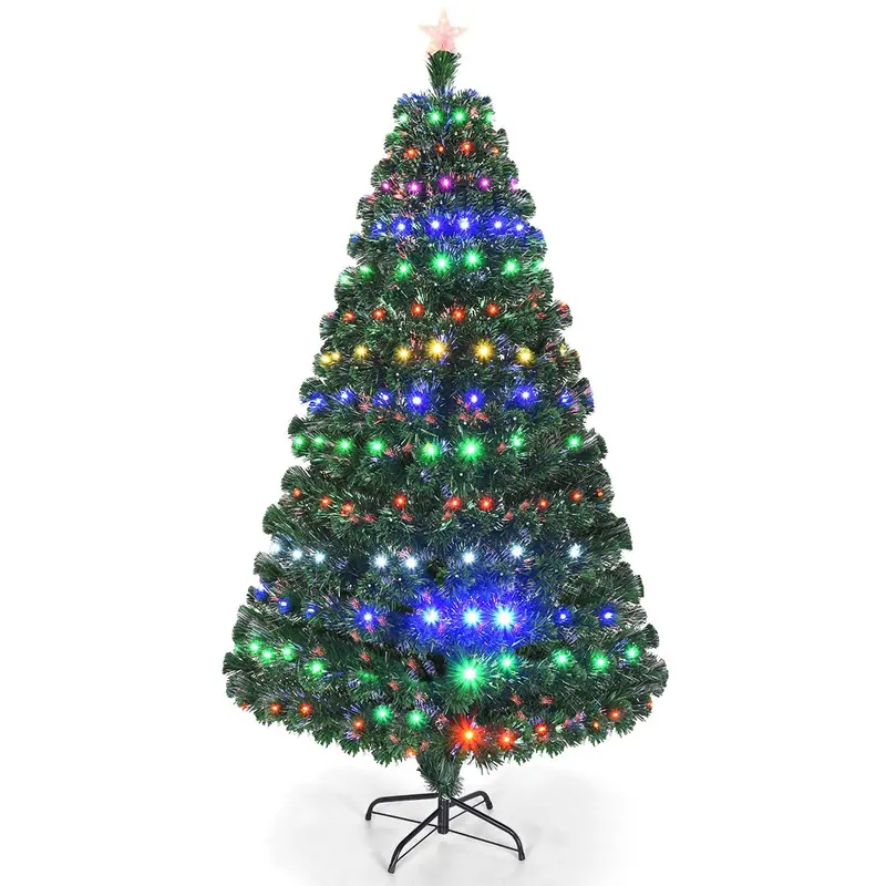 Künstlicher Weihnachtsbaum mit vormontierter Beleuchtung aus optischen Fasern und 8 Blinkmodi