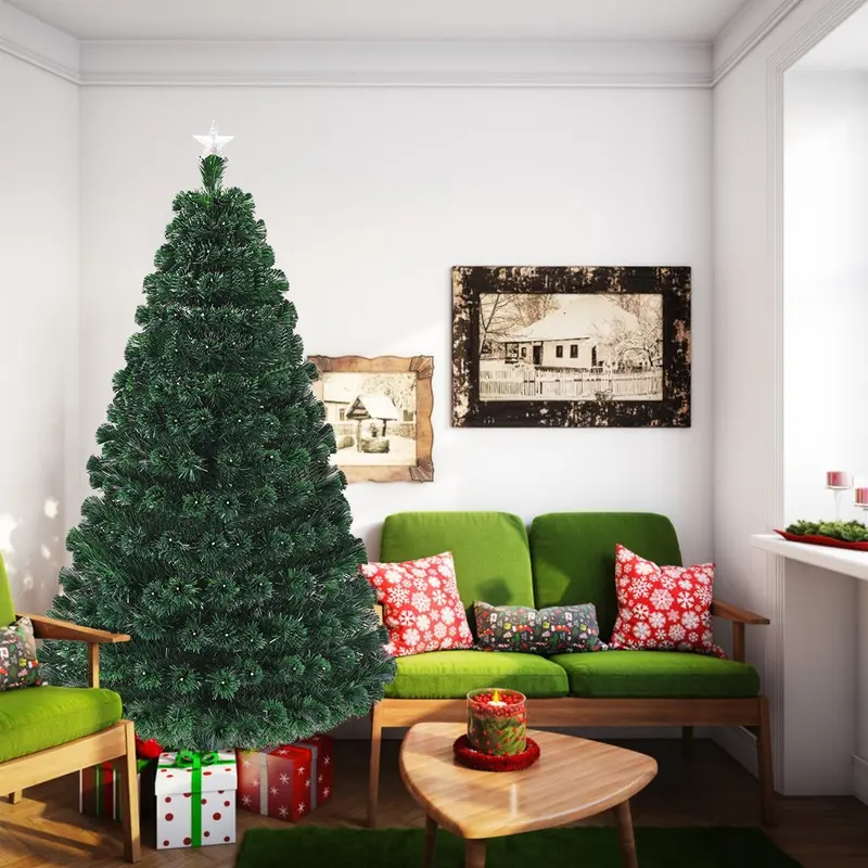 Künstlicher Weihnachtsbaum mit vormontierter Beleuchtung aus optischen Fasern und 8 Blinkmodi