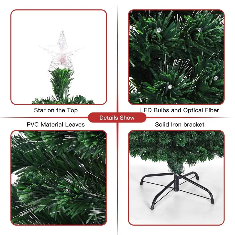 Künstlicher Weihnachtsbaum mit vormontierter Beleuchtung aus optischen Fasern und 8 Blinkmodi