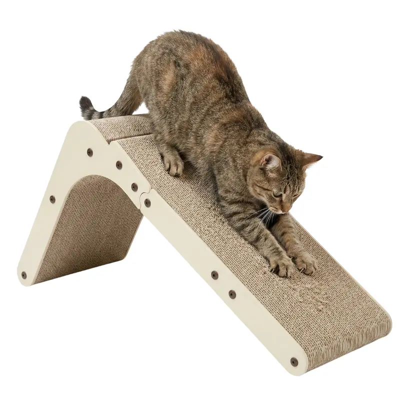 L-förmiger Karton-Kratzbaum für Katzen mit vertikalen und flachen Flächen