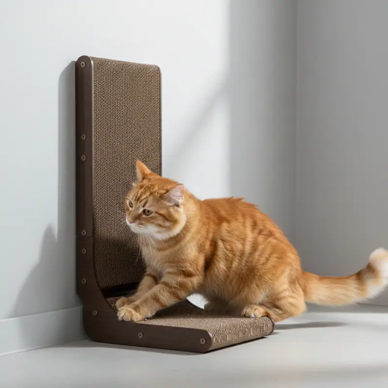 L-förmiger Karton-Kratzbaum für Katzen mit vertikalen und flachen Flächen