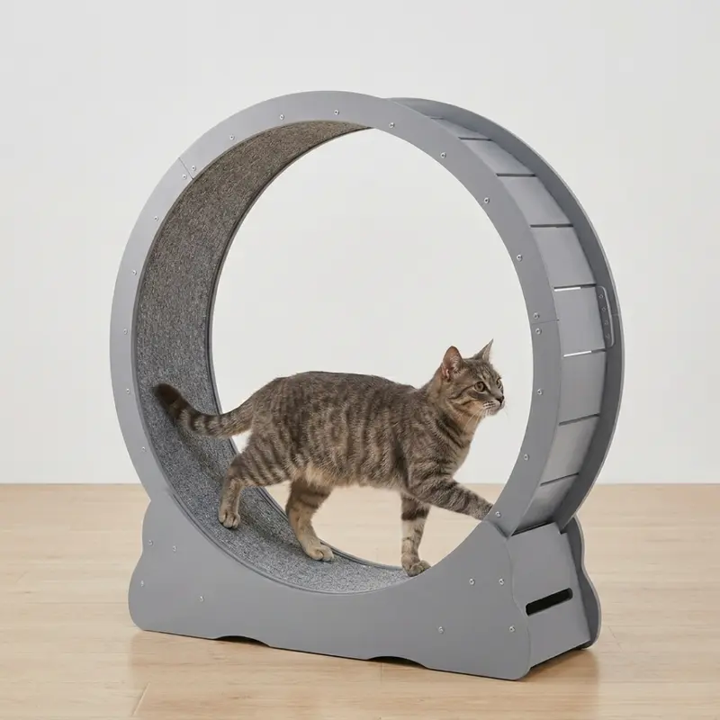 Laufrad für Katzen für den Innenbereich mit verriegelbarer Basis und abnehmbarer Matte