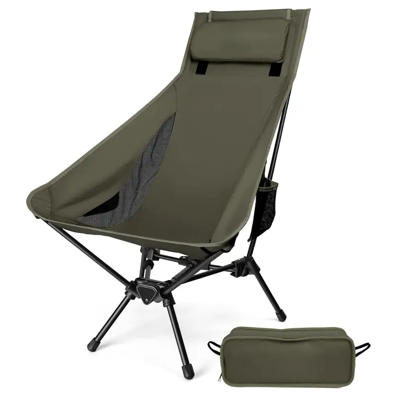 Leichter Aluminium-Campingstuhl mit hoher Rückenlehne und Kopfkissen 3