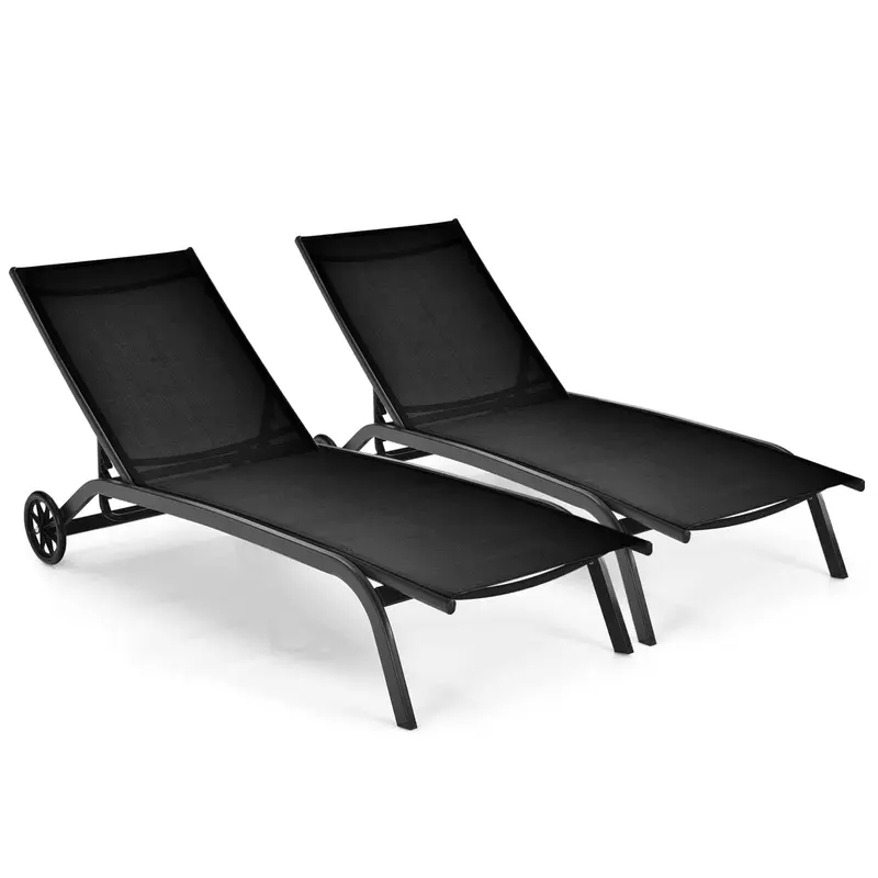 Liegestühle für den Innenhofbereich – Outdoor-Chaiselongue mit 6 verstellbaren Positionen, glatten Rollen und schnelltrocknendem Gewebe