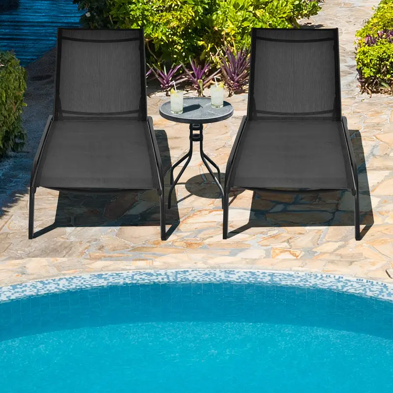 Liegestühle für den Innenhofbereich – Outdoor-Chaiselongue mit 6 verstellbaren Positionen, glatten Rollen und schnelltrocknendem Gewebe 2
