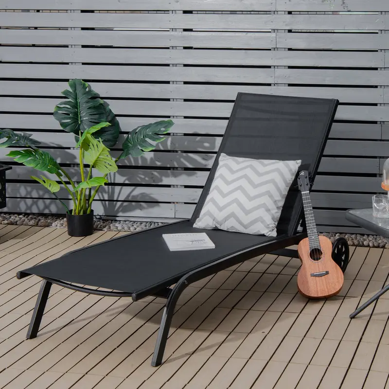 Liegestühle für den Innenhofbereich – Outdoor-Chaiselongue mit 6 verstellbaren Positionen, glatten Rollen und schnelltrocknendem Gewebe