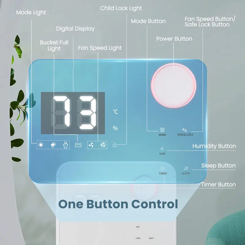 Luftentfeuchter für große Räume und Keller – bis zu 186 m², mit automatischer oder manueller Entwässerung, 4 Betriebsmodi, 2 Lüfterstufen und 1,9-Liter-Wassertank