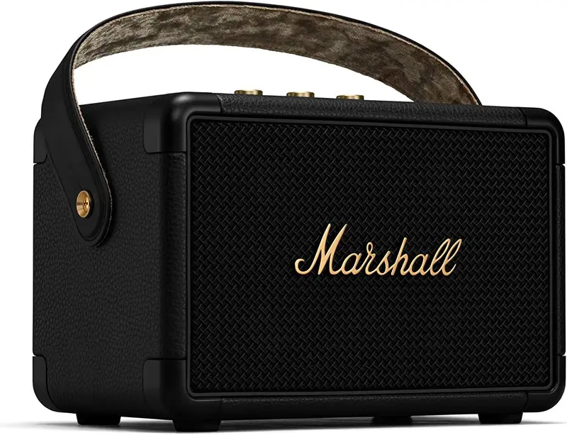 Marshall Kilburn II Bluetooth-Tragbarer wasserabweisender Lautsprecher, kabellos – Schwarz und Messing