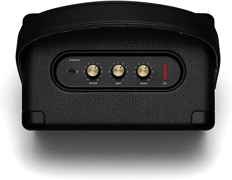 Marshall Kilburn II Bluetooth-Tragbarer wasserabweisender Lautsprecher, kabellos – Schwarz und Messing