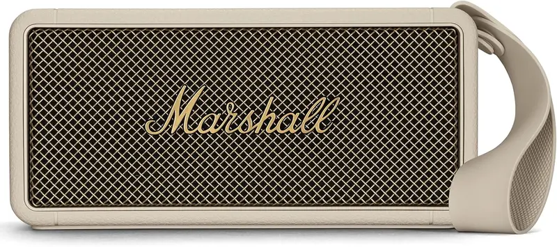 Marshall Middleton kabelloser tragbarer Bluetooth-Lautsprecher, über 20 Stunden Akkulaufzeit, wassergeschützt nach IP67 – Cremefarben