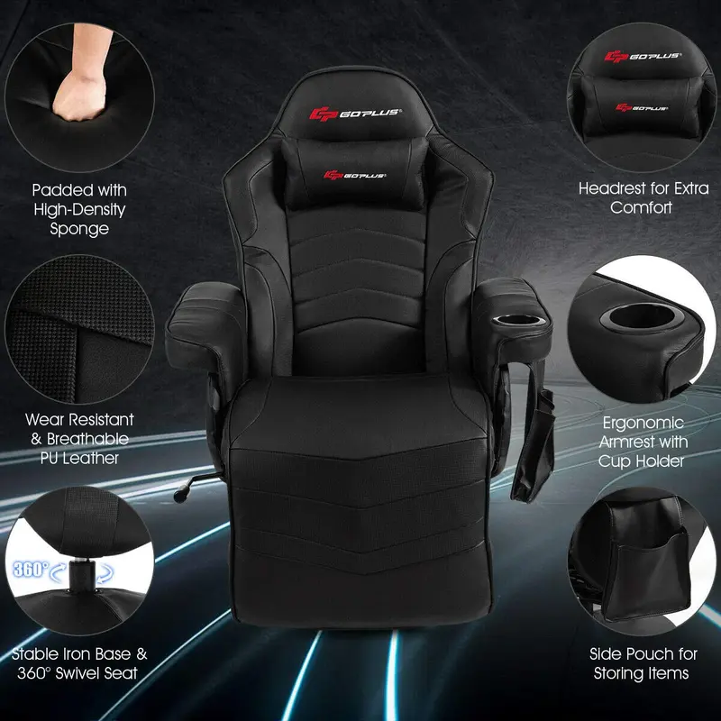 Massage-Gaming-Stuhl im Rennstil, Gaming-Sessel mit Liegefunktion