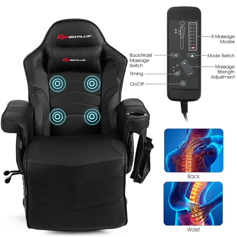 Massage-Gaming-Stuhl im Rennstil, Gaming-Sessel mit Liegefunktion