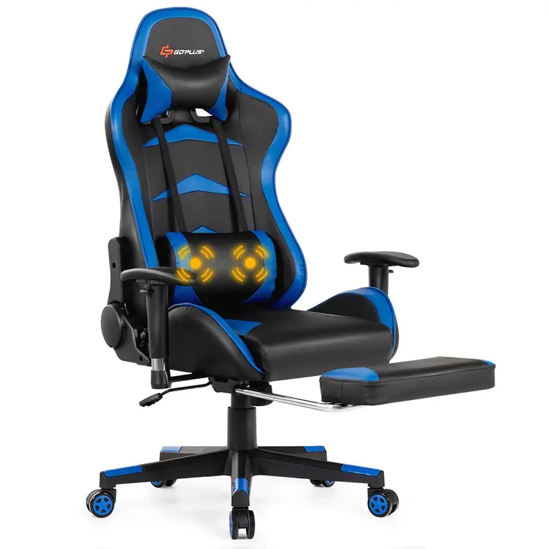 Massage-Gaming-Stuhl mit verstellbarer Rückenlehne, Armlehnen und Sitzhöhenverstellung