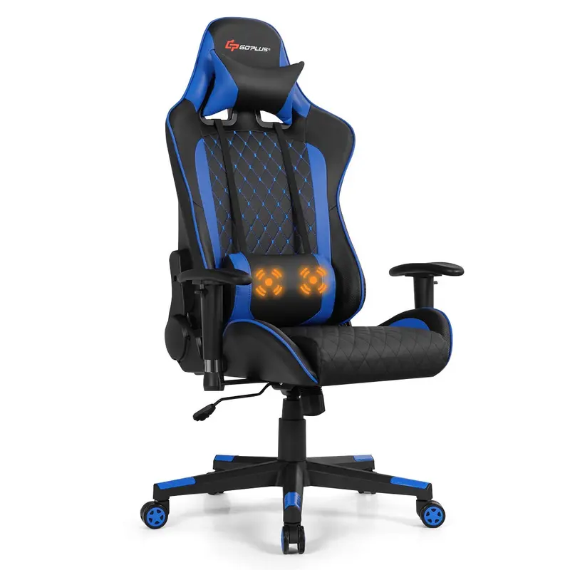 Massage-Gaming-Stuhl mit verstellbarer Rückenlehne, Armlehnen und Sitzhöhenverstellung 1