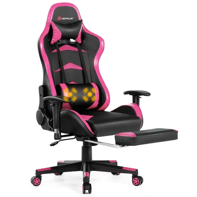 Massage-Gaming-Stuhl mit verstellbarer Rückenlehne, Armlehnen und Sitzhöhenverstellung
