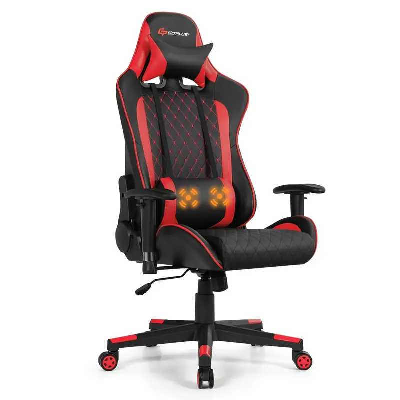 Massage-Gaming-Stuhl mit verstellbarer Rückenlehne, Armlehnen und Sitzhöhenverstellung
