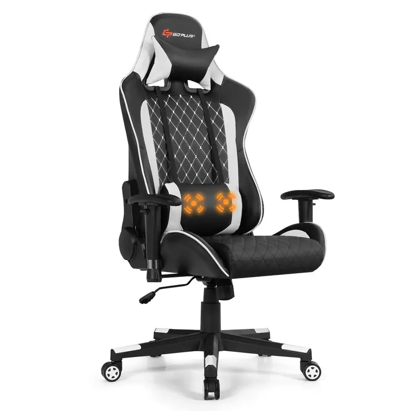 Massage-Gaming-Stuhl mit verstellbarer Rückenlehne, Armlehnen und Sitzhöhenverstellung