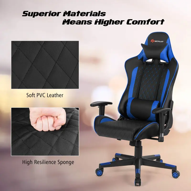 Massage-Gaming-Stuhl mit verstellbarer Rückenlehne, Armlehnen und Sitzhöhenverstellung