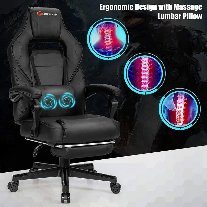 Massage-Gaming-Stuhl mit verstellbarer Sitzhöhe, Racing-Computer-Stuhl fürs Büro