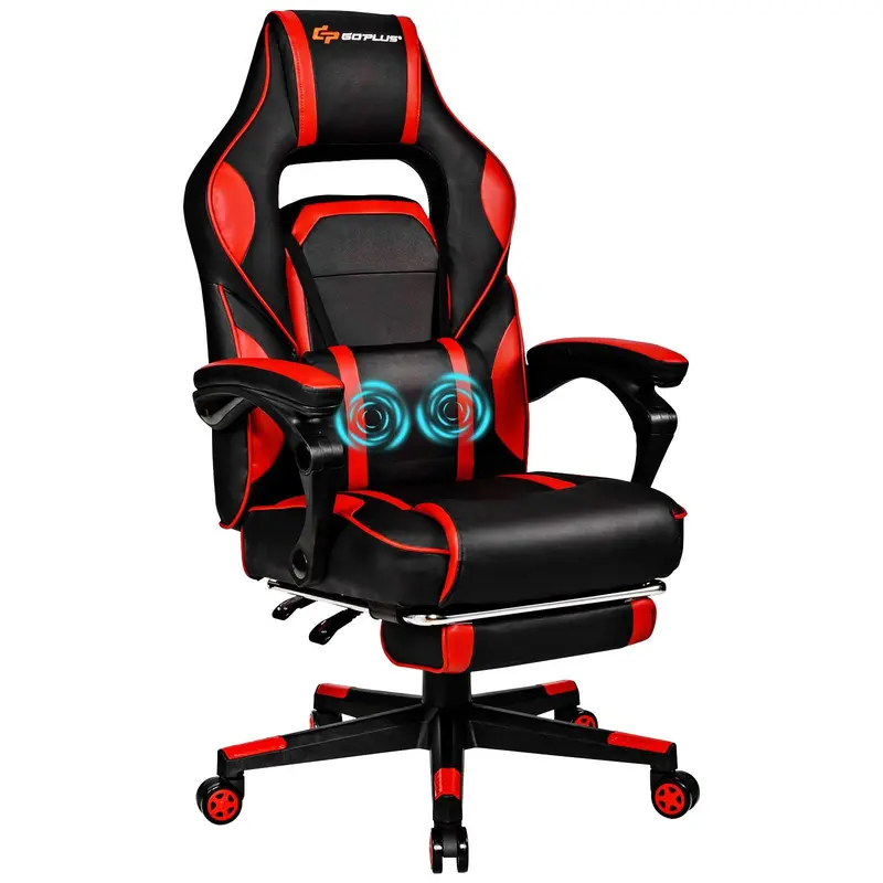 Massage-Gaming-Stuhl mit verstellbarer Sitzhöhe, Racing-Computer-Stuhl fürs Büro