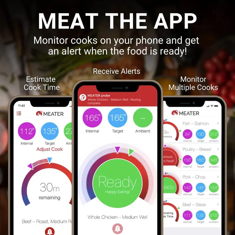 MEATER Plus | Intelligentes Fleischthermometer mit Bluetooth | Drahtlose Reichweite bis zu 50 m | Für Ofen, Grill, Küche, BBQ, Smoker und Rotisserie