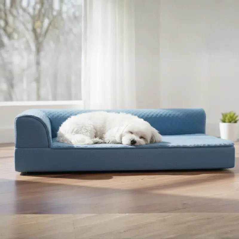 Memory-Foam-Haustierbett mit L-förmigem Randpolster und abnehmbarer Bezugsauflage
