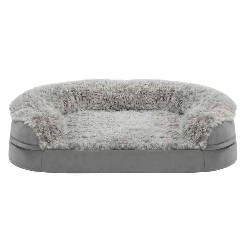 Memory-Foam-Haustierbett mit seitlichen Erhöhungen für Hunde und Katzen, waschbarer Bezug