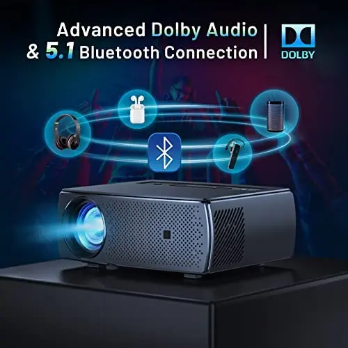 Mini-Bluetooth-Projektor, CLOKOWE 9600 Lumen, 1080P HD, 5G-WiFi-Projektor mit 4K-Unterstützung und Zoom-Funktion, tragbarer Heimkino-Projektor mit Dolby-Audio