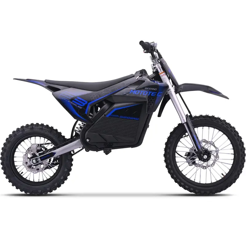 MotoTec 72 V Pro Elektro-Motorrad für Gelände, 5000 W, Lithium-Akku, blau