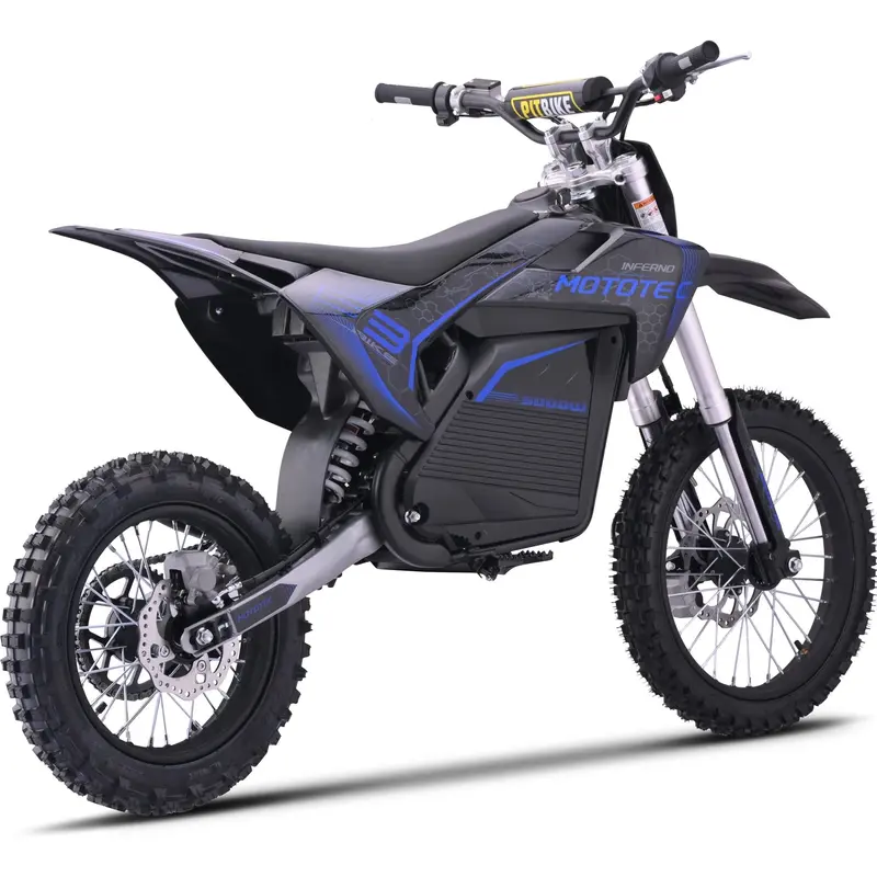 MotoTec 72 V Pro Elektro-Motorrad für Gelände, 5000 W, Lithium-Akku, blau