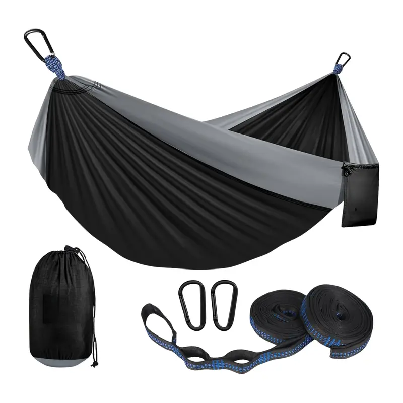 Nylon-Camping-Hängematte mit verstellbaren Gurten und 2 Karabinern