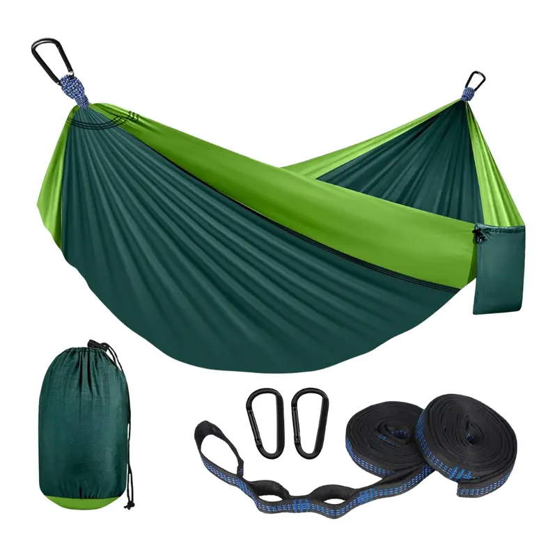 Nylon-Camping-Hängematte mit verstellbaren Gurten und 2 Karabinern